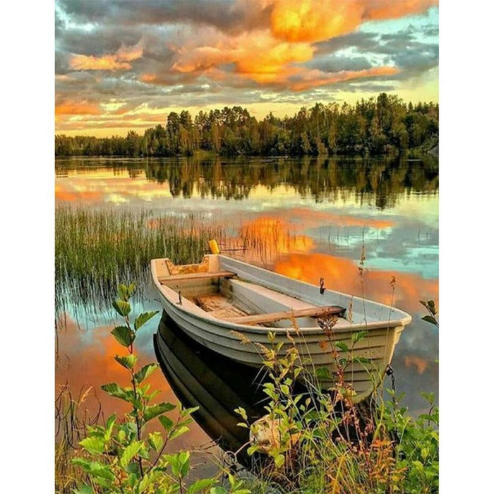 Painting By Numbers Kit DIY Boat Grove Hand Painted Canvas Oil Art Picture