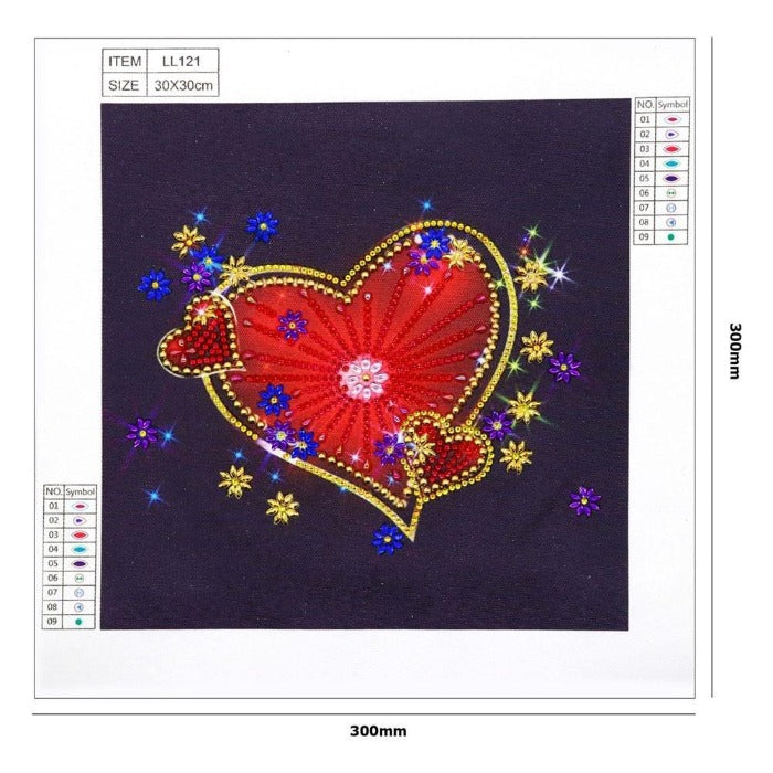 5D diamond painting (Partial paste) - Crystal Rhinestone - Red Heart