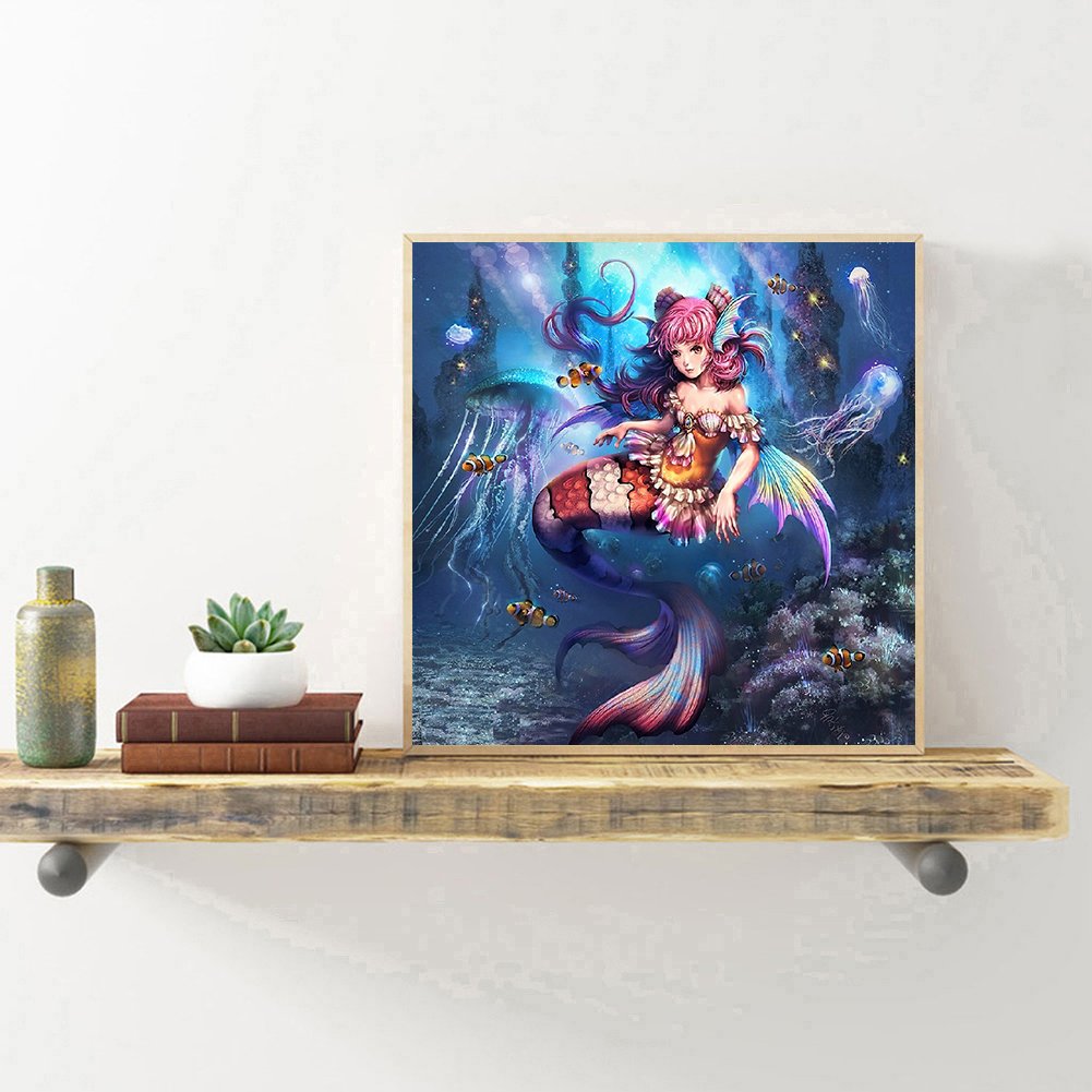 Pintura Diamante - Rodada Completa - Menina Sereia