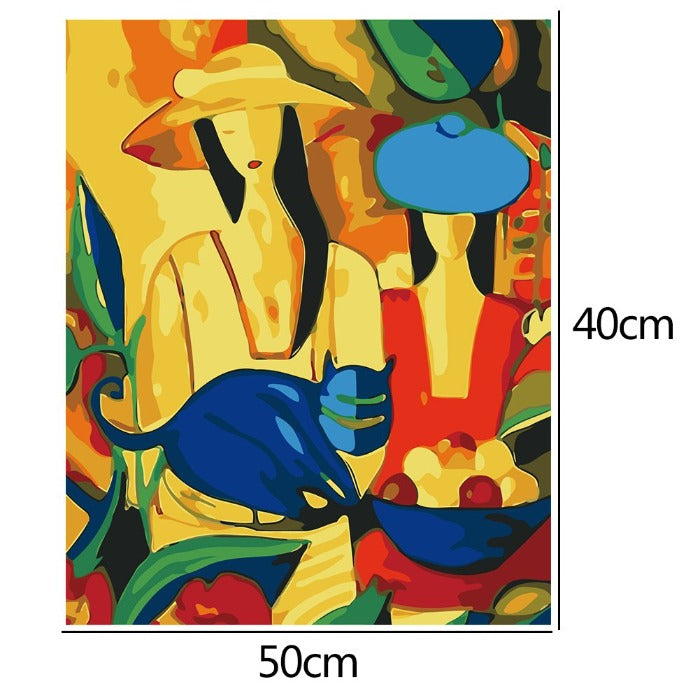 Oil Painting By Number Picture Acrylic Canvas Colorful Woman Wall Decor
