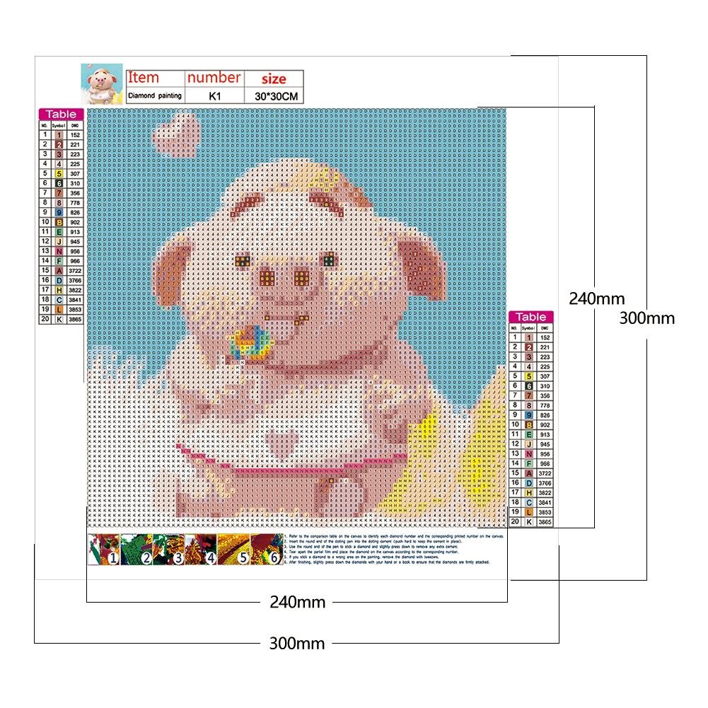 Diamond Painting - Full Round - Cartoon Pig