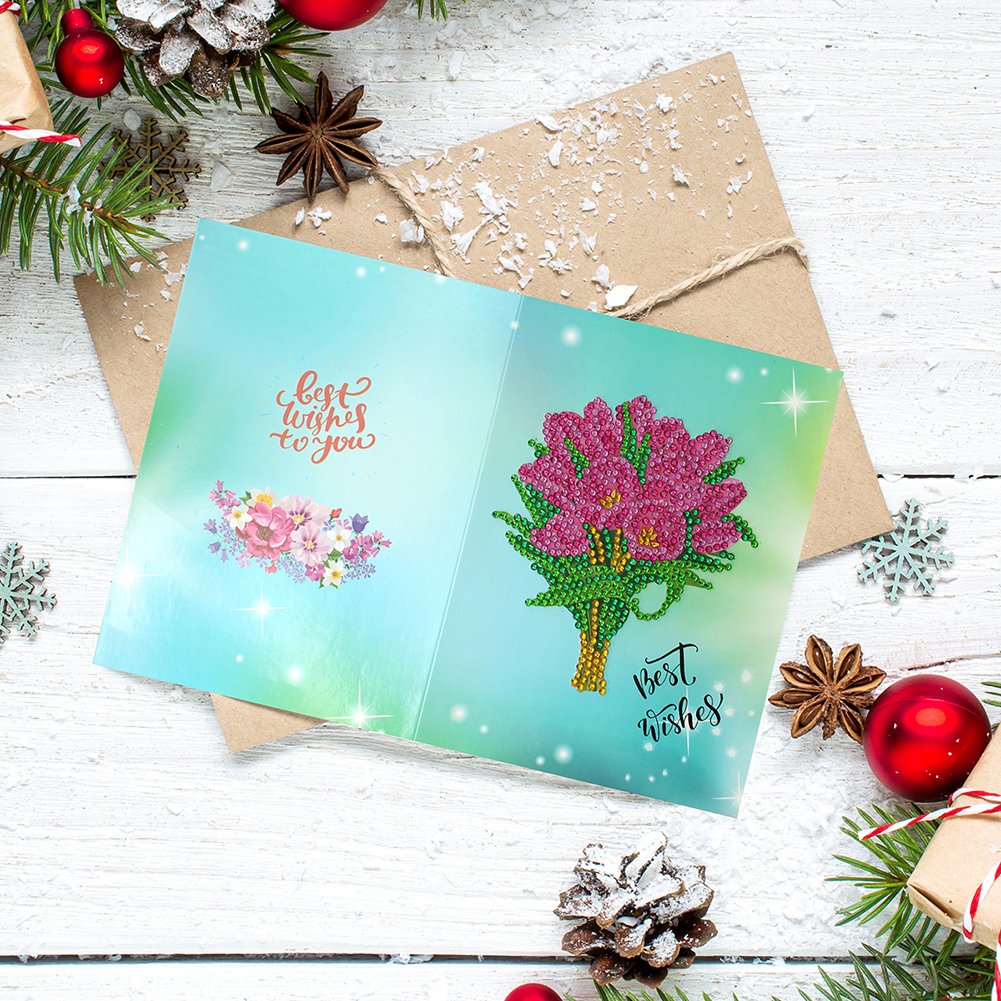 DIY Diamond Painting Greeting Card - Flowers