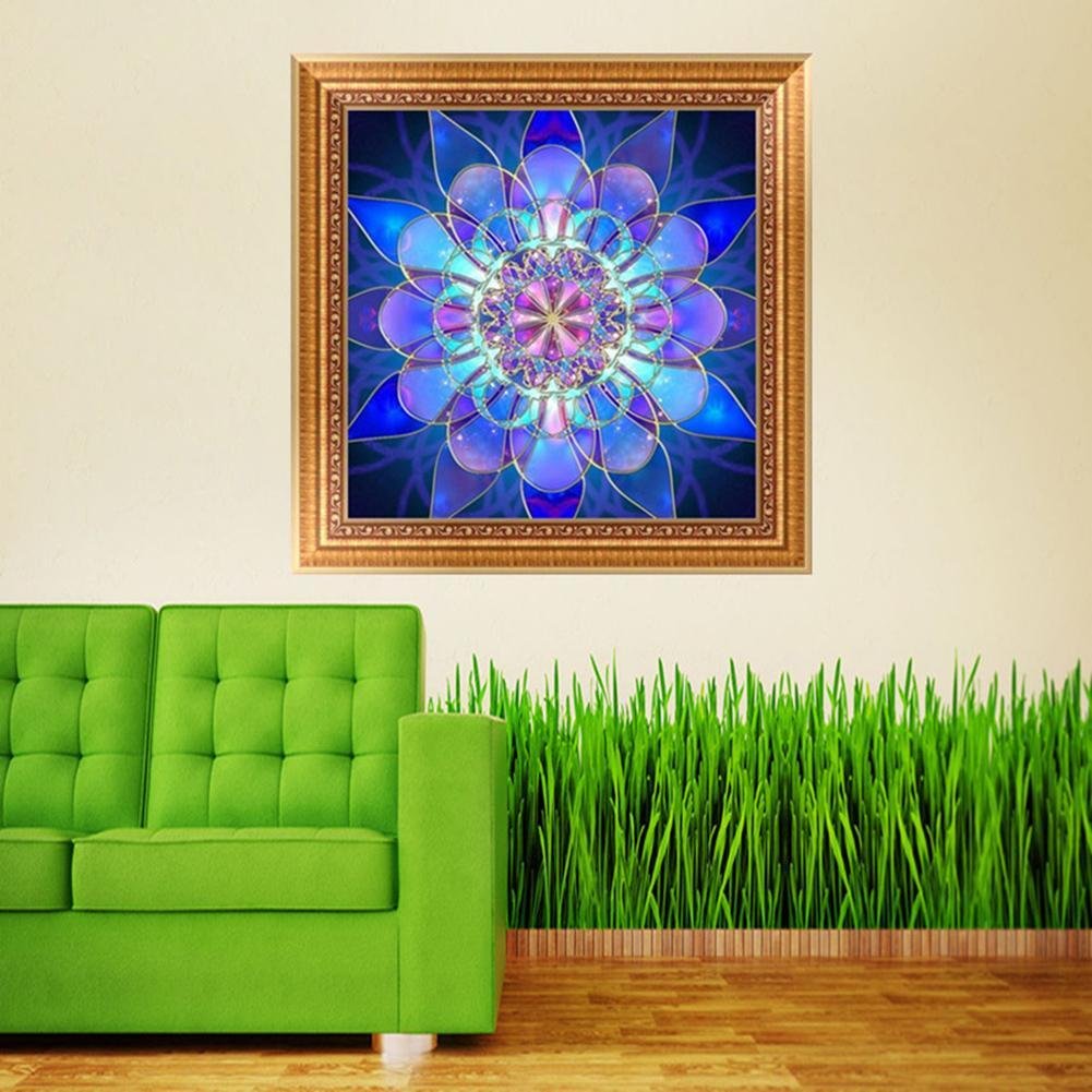 Pintura Diamante - Redondo Completo - Flor Sonhadora Azul