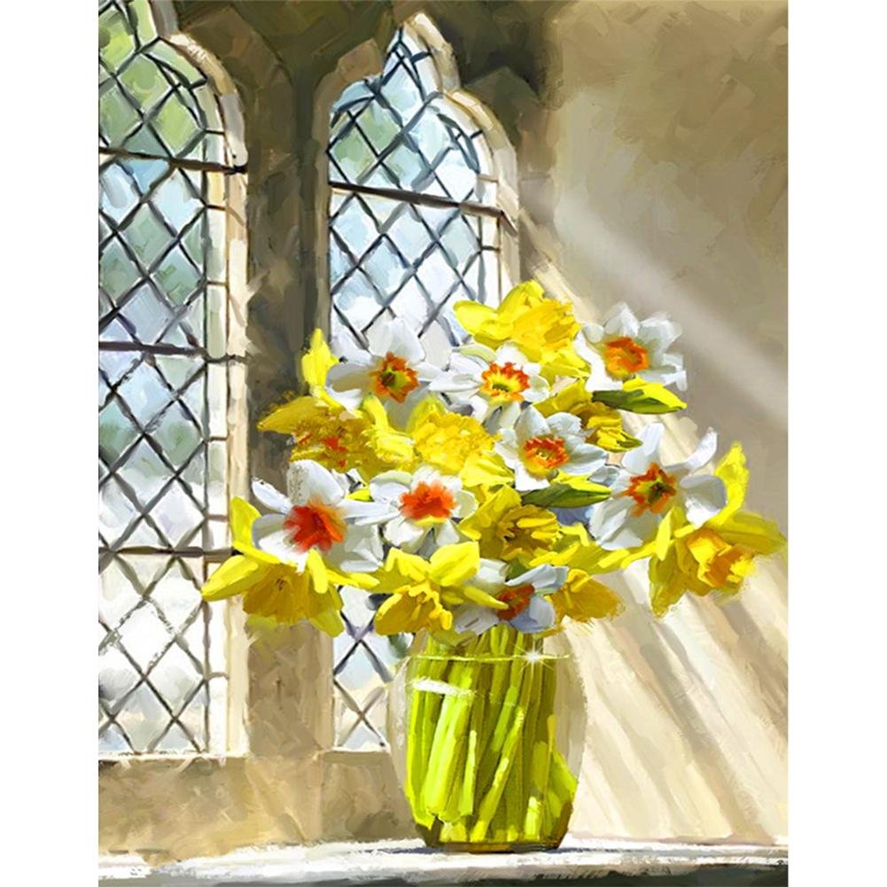 Paint By Number Oil Painting Window Flowers (40*50cm)
