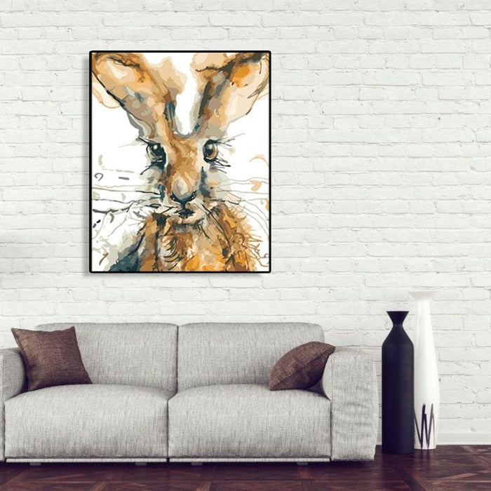 Painting By Number Rabbit Hand Painted Canvas Oil Art Picture
