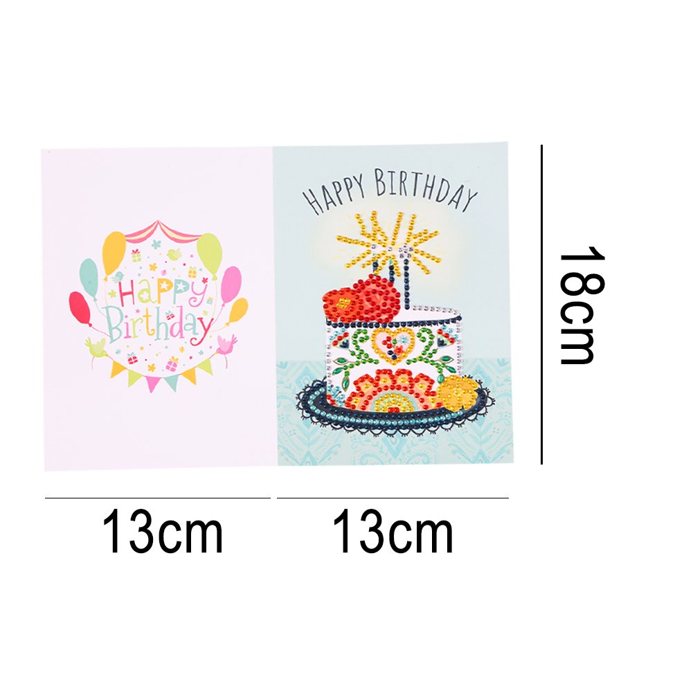 DIY 5D Diamond Painting Happy Birthday Postcard-Cake