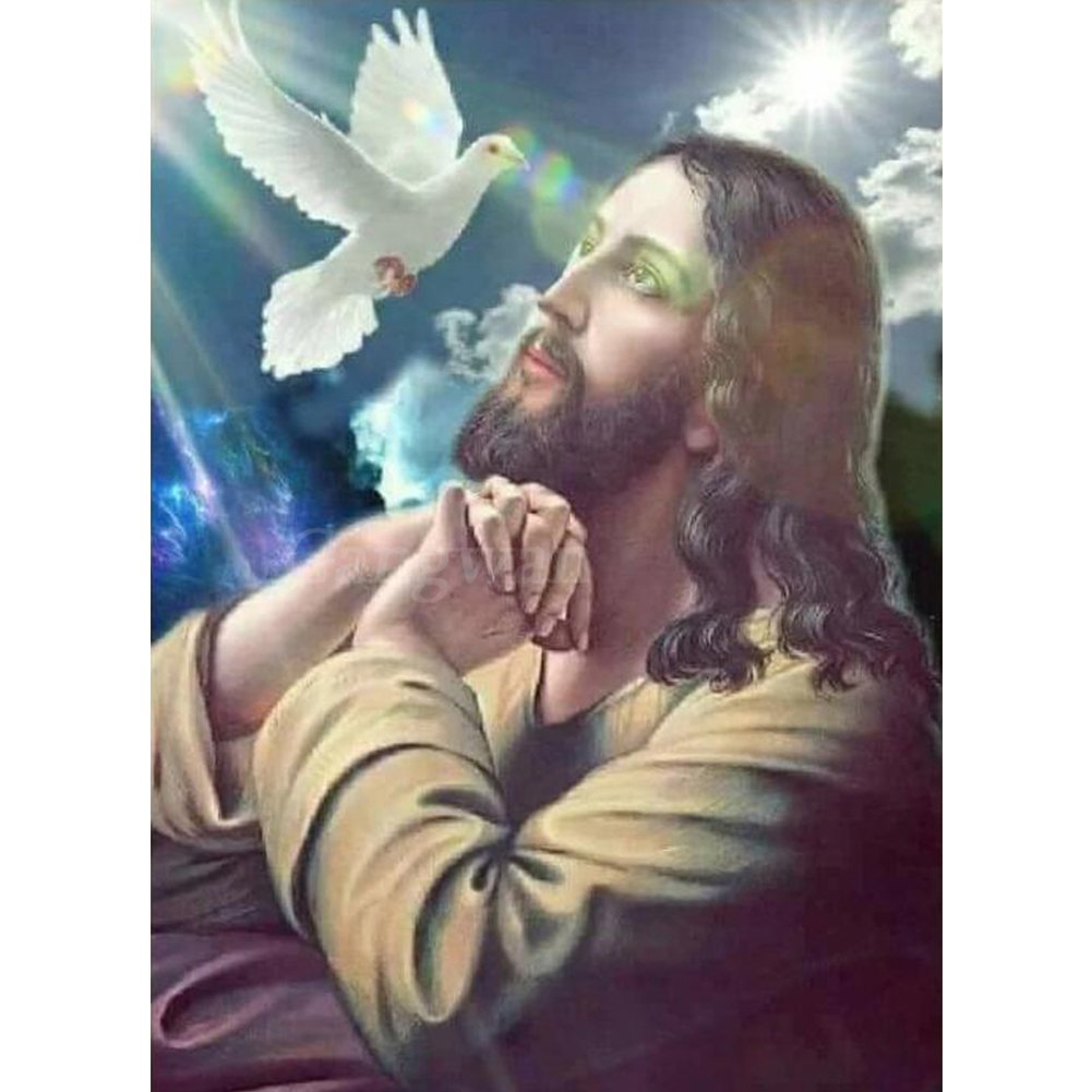 5D Diy Diamond Painting Kit Full Round Beads Jesus Bird
