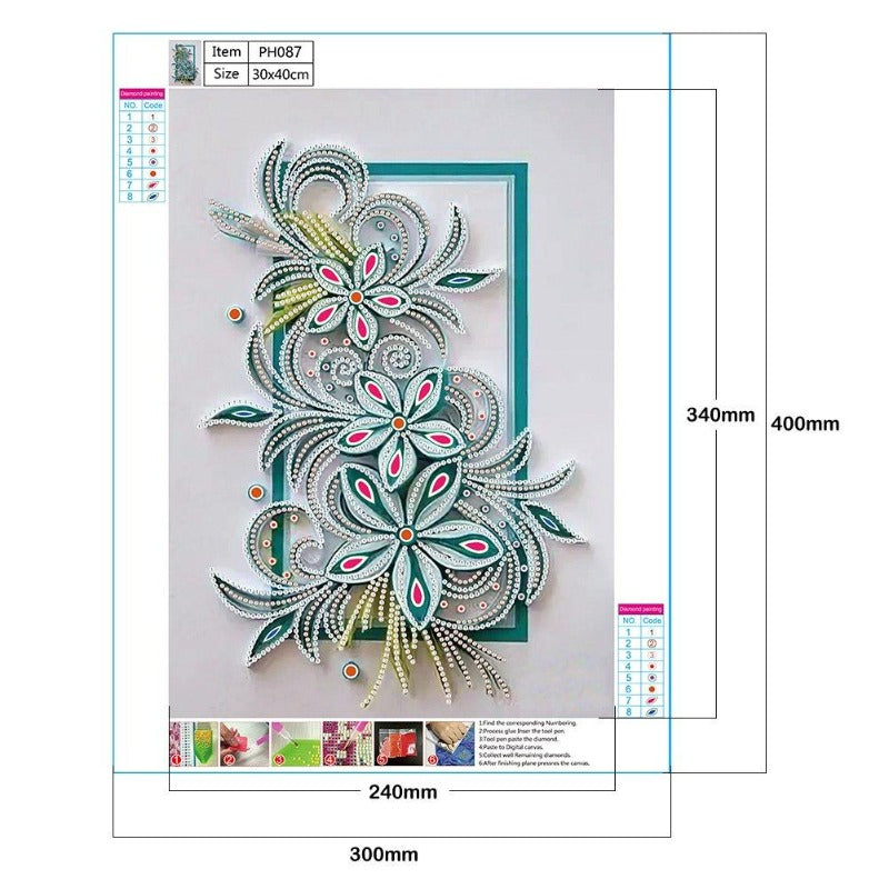 DIY 5D Crystal Rhinestone Diamond Painting Kit Blue Flowers