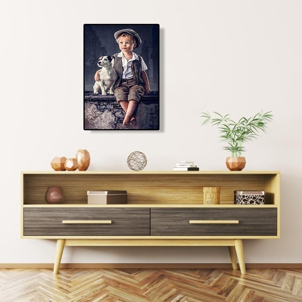Diamond Painting - Full Round - Boy and Dog