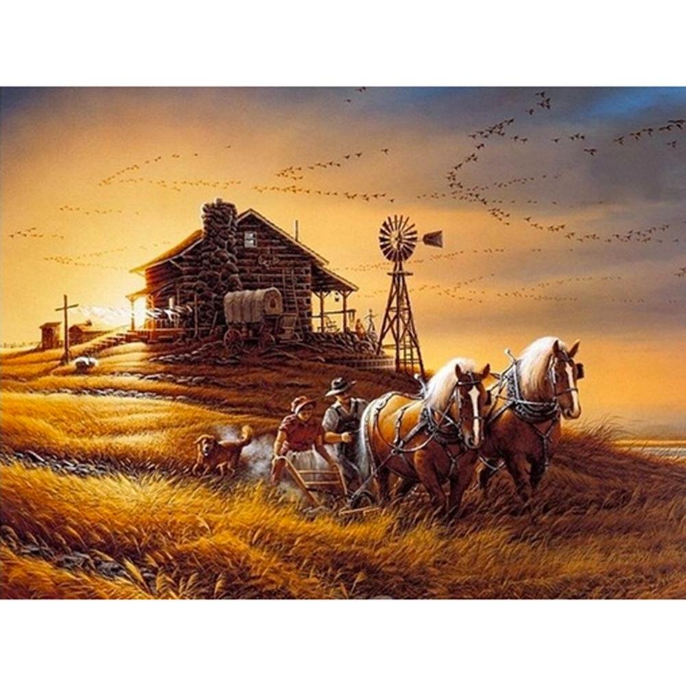 5D Diy Diamond Painting Kit Full Round Beads Sunset