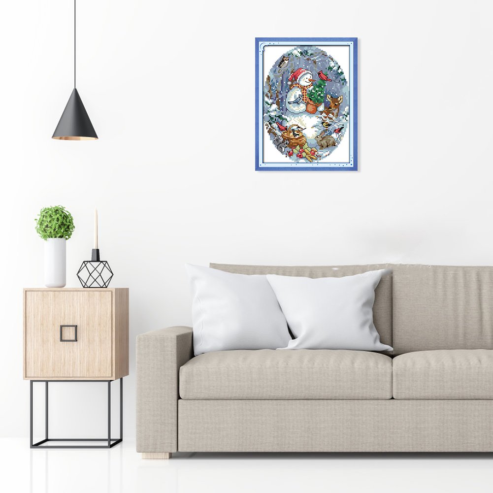 14ct Stamped Cross Stitch - Snowman (22*18cm)