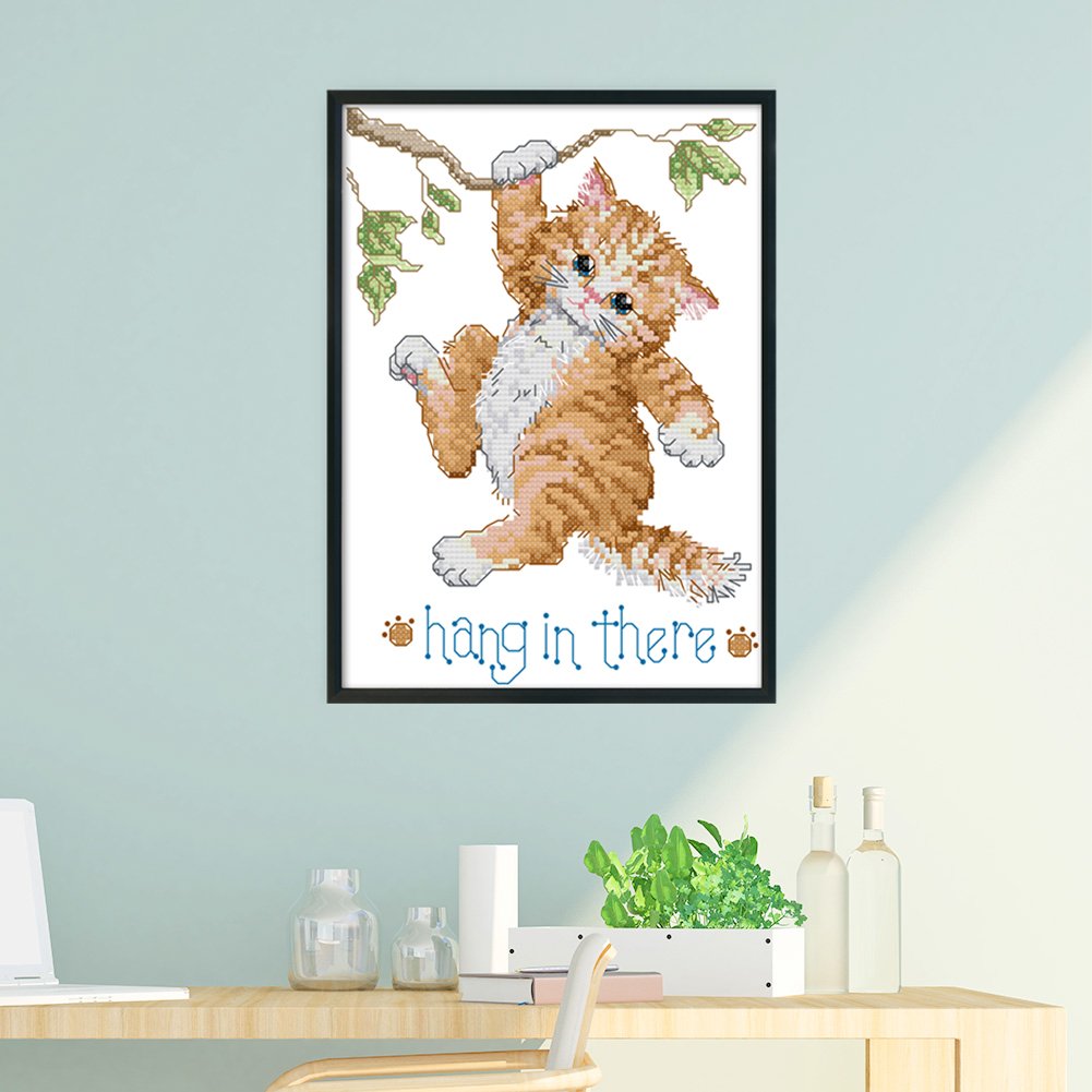 14ct Estampado Ponto Cruz - Gato (19*27cm)