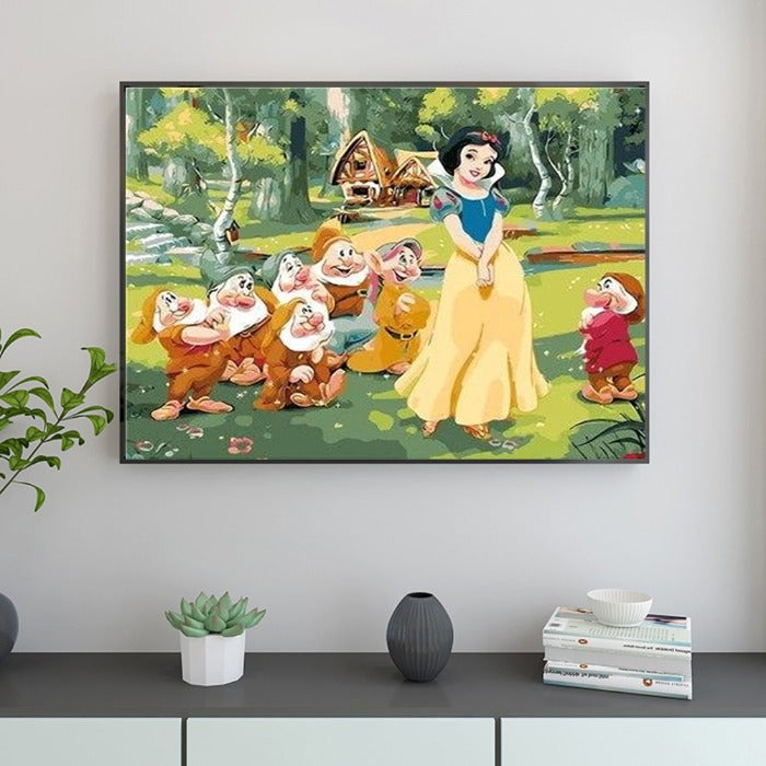 DIY Painting By Numbers Princess Dwarfs Handpainted Oil Drawing