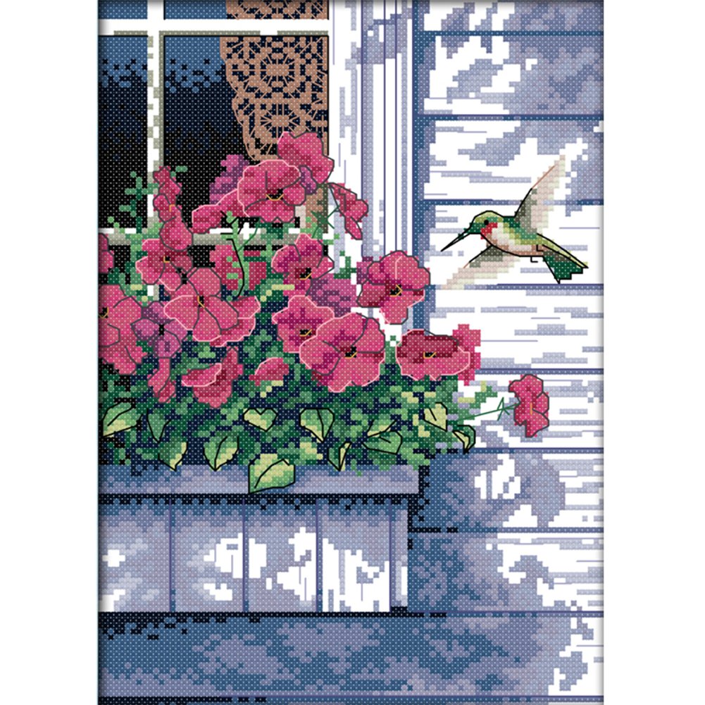 14ct Stamped Cross Stitch Flower Bird (21*30cm)