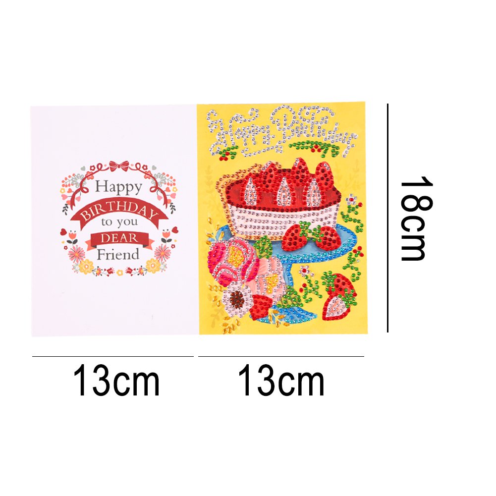 DIY 5D Diamond Painting Happy Birthday Postcard-Cake