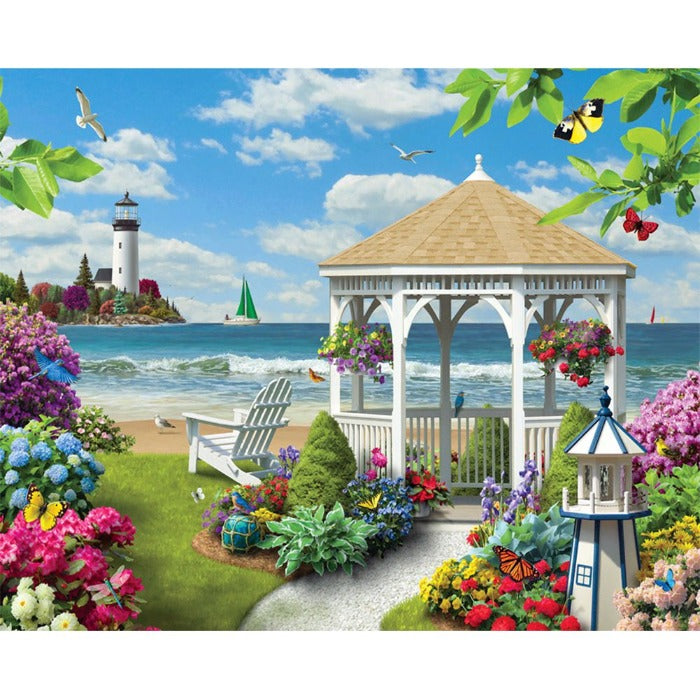 Digital Painting By Numbers Kit DIY Pavilion Hand Painted Canvas Oil Art Picture