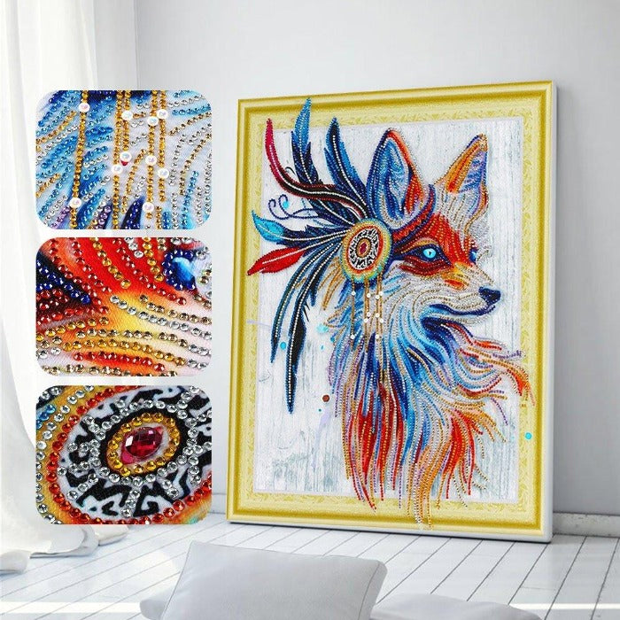 Wolf 5D DIY Part Drill Special Shaped Rhinestones Diamond Painting Craft Home Decor