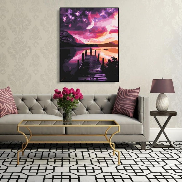 Paint By Number Craft Home Wall Decor Oil Painting Bridge Coast