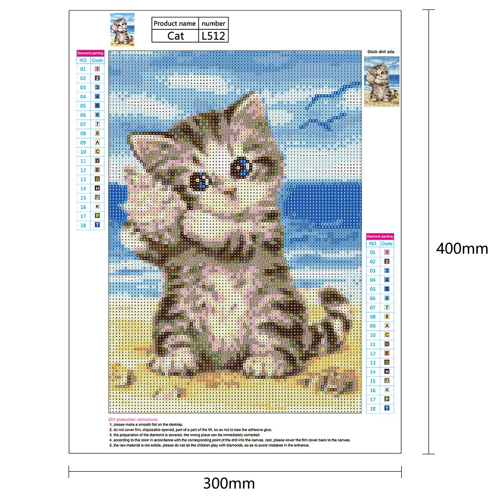 5D DIY Diamond Painting Kit - Full Round - Sea Snail Cat/Kitten