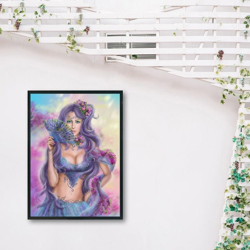 DIY 5D Crystal Rhinestone Diamond Painting Kit Beauty with Fan
