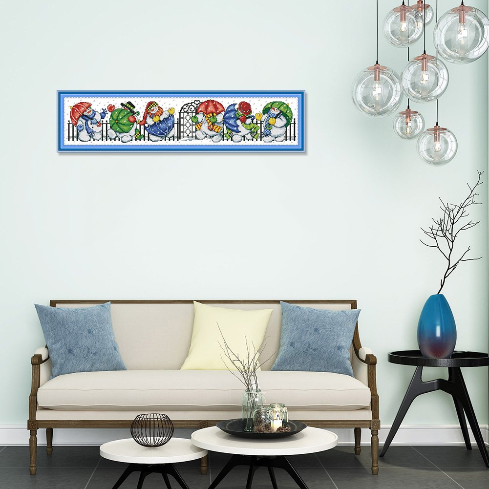 14 quilates de ponto de cruz estampado - Guarda-chuva de boneco de neve (68 x 16 cm)