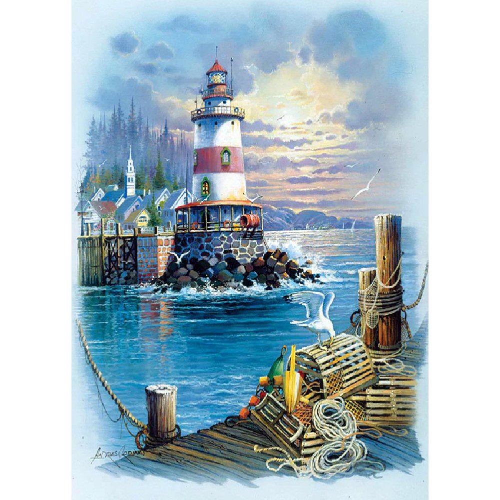 5D Diy Diamond Painting Kit Full Round Beads Lighthouse