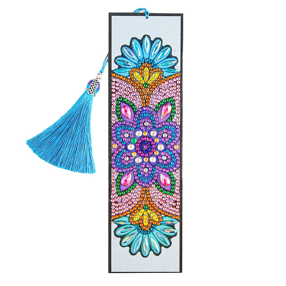Mandolin Flowers Diamond Painting Bookmark DIY Leather Tassel Book Marks
