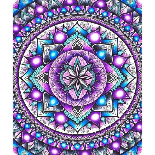 5D Diy Diamond Painting Kit Full Round Beads Purple Mandala