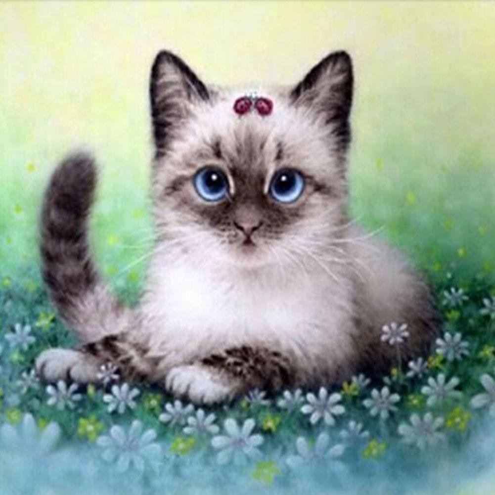 Diamond Painting - Partial Round - Grey Cat