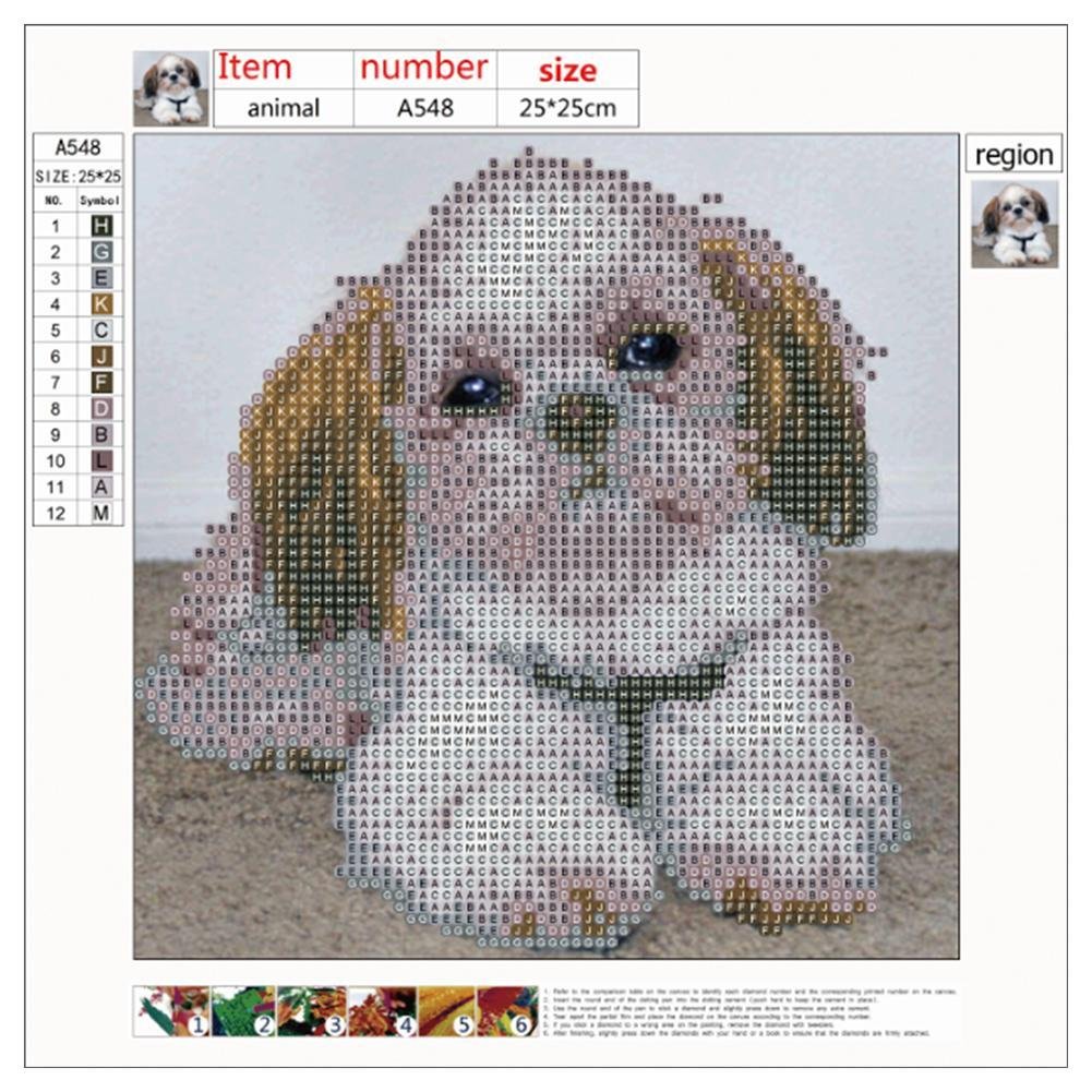 Pintura Diamante - Redondo Parcial - Cão E
