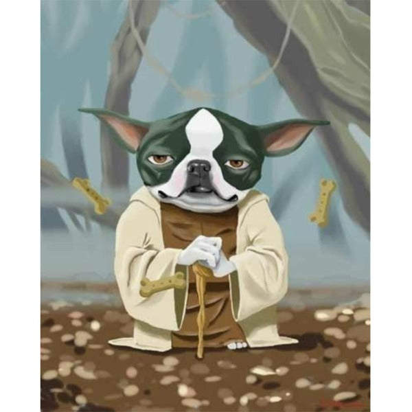 Hand Painted Drawing Acrylic Canvas Boston Terrier Modern Wall Art Craft Decor