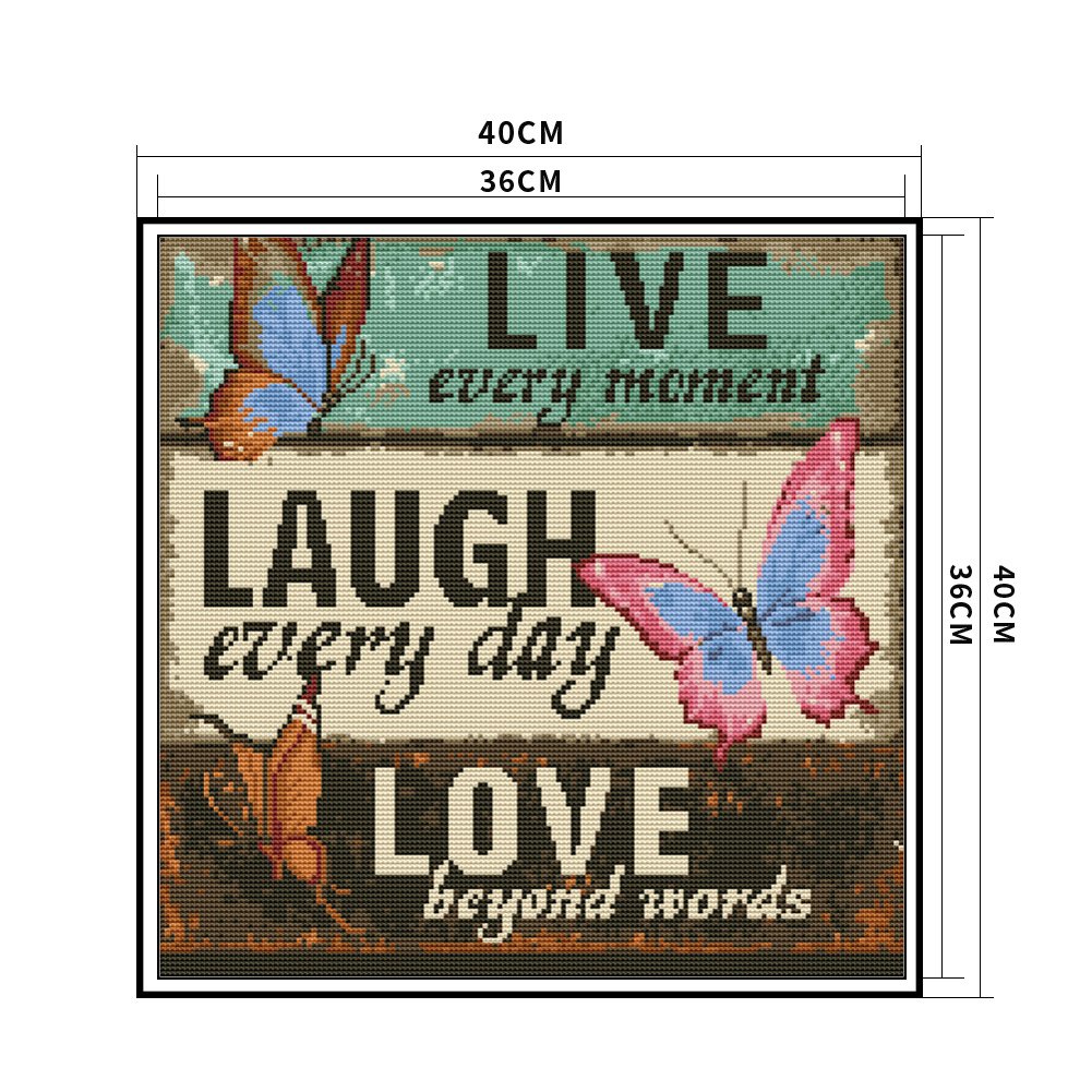11ct Stamped Cross Stitch - Letters Butterfly (40*40cm)