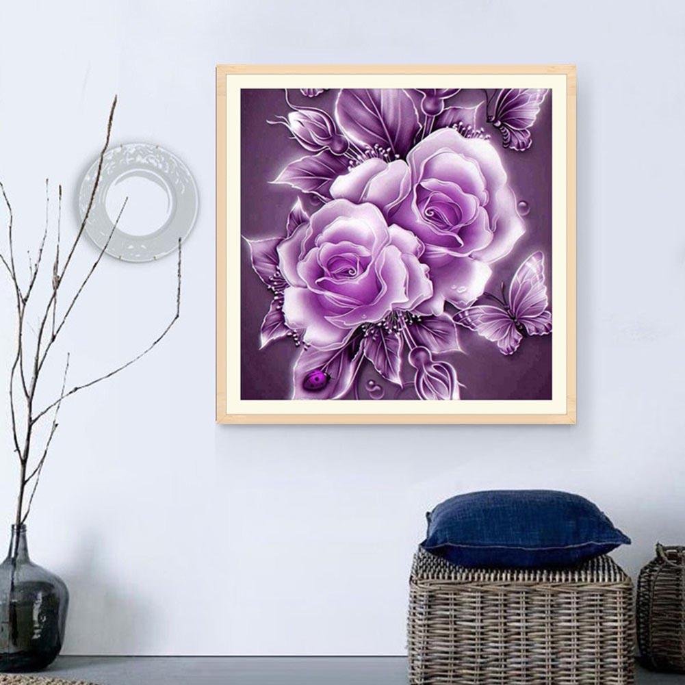 Diamond Painting - Partial Round - Purple Rose 1