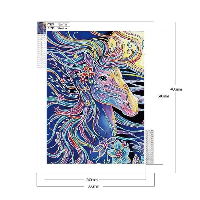 Luminous DIY 5D Crystal Rhinestone Diamond Painting Kit Horse Night