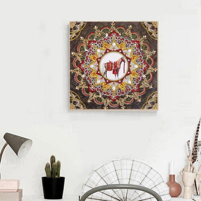 Diamond Painting - Crystal Rhinestone - Mandala Horse Model: DZ237