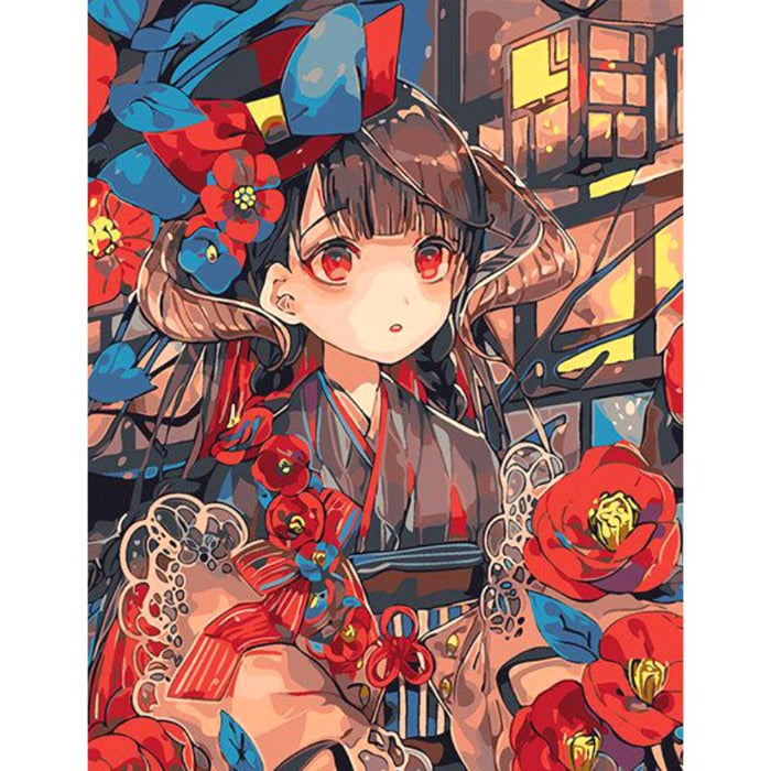 Kimono Girl Oil Paint By Numbers DIY Canvas Picture Living Room Decoration