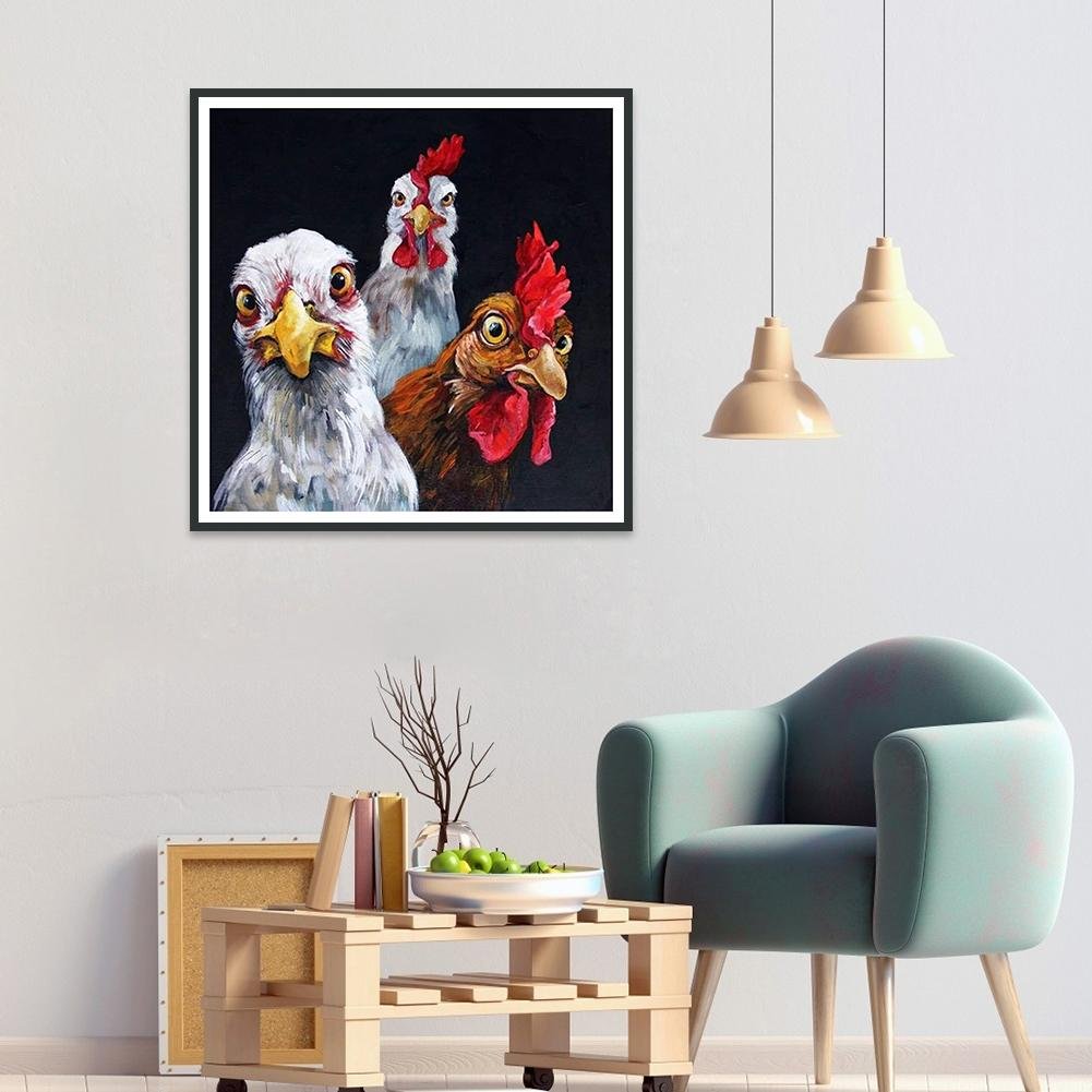 Rooster 5D DIY diamond painting art display