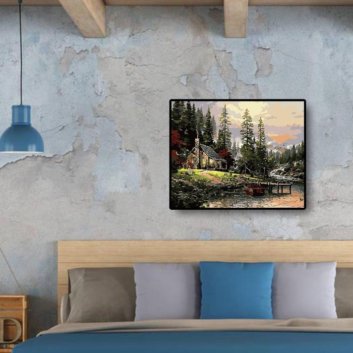 Paint By Number Oil Painting Riverside Hut (40*50cm)