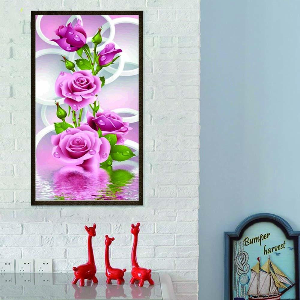 Pintura Diamante - Redondo Completo - Rosa Rosa (30*50cm)