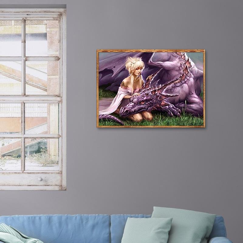 Diamond Painting - Full Round - Girl With Dragon