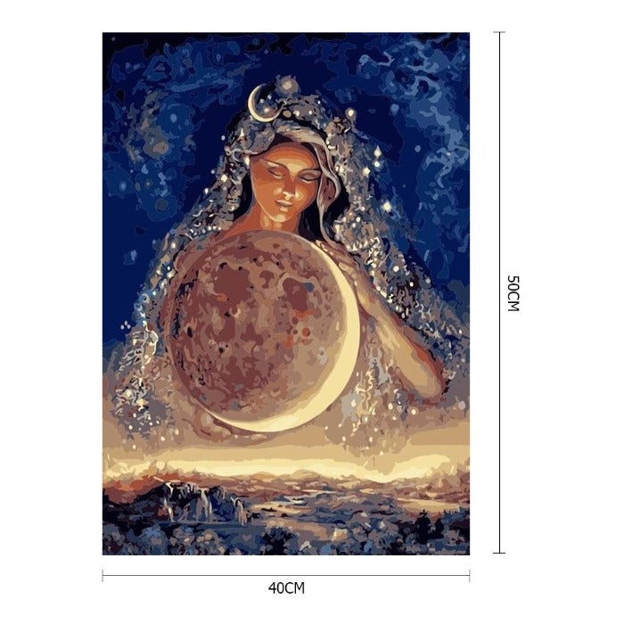 Painting By Numbers Kit Moon Beauty Canvas Oil Art Picture Craft