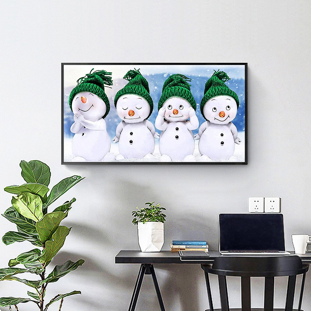 Pintura Diamante - Redondo Completo - Boneco de Neve (30*50cm)