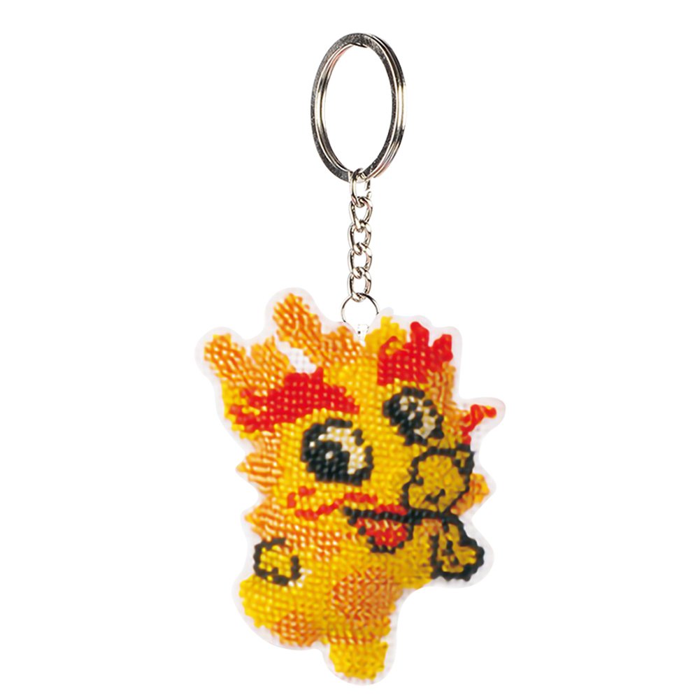 Stamped Beads Cross Stitch Keychain Dragon