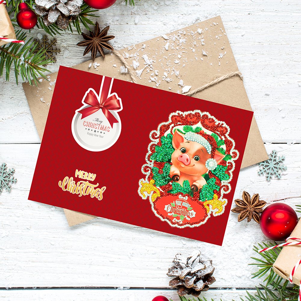 DIY Diamond Painting Greeting Card - Pig