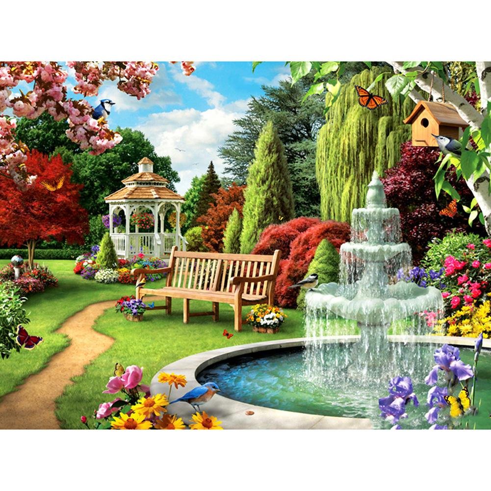 5D Diy Diamond Painting Kit Full Round Beads Courtyard