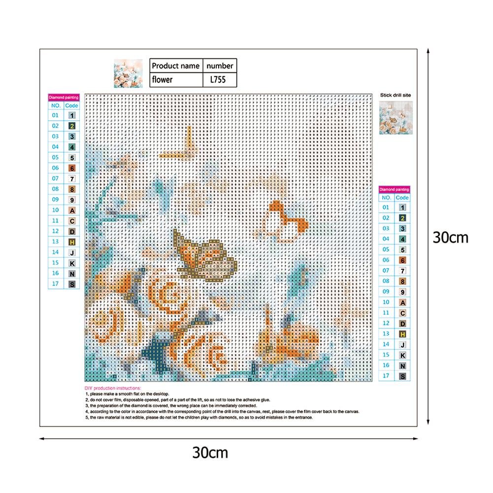 Diamond Painting - Full Round - Flower Butterfly A