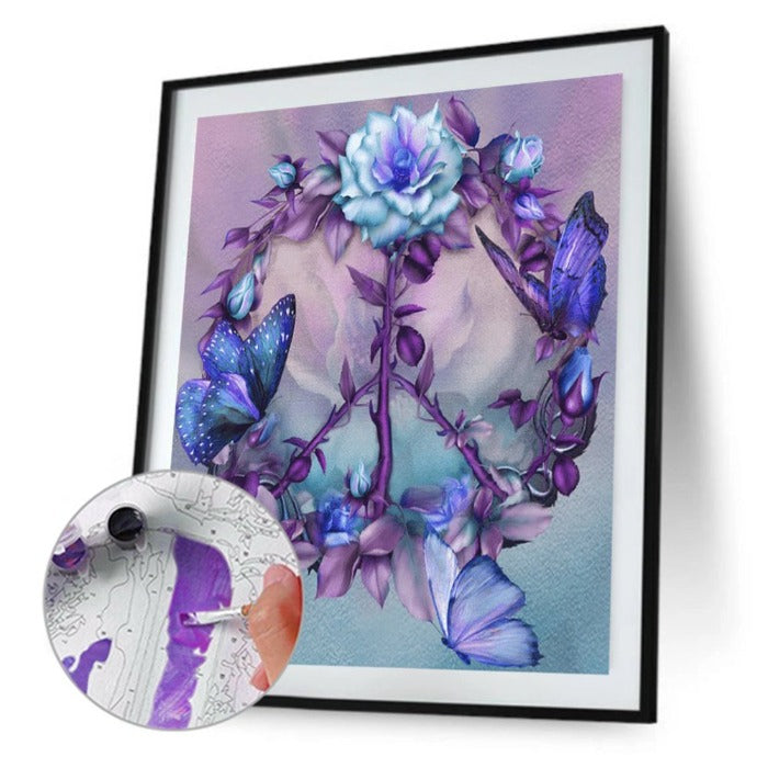 Painting By Numbers Butterfly Flower Hand Painted Artwork Oil Drawing