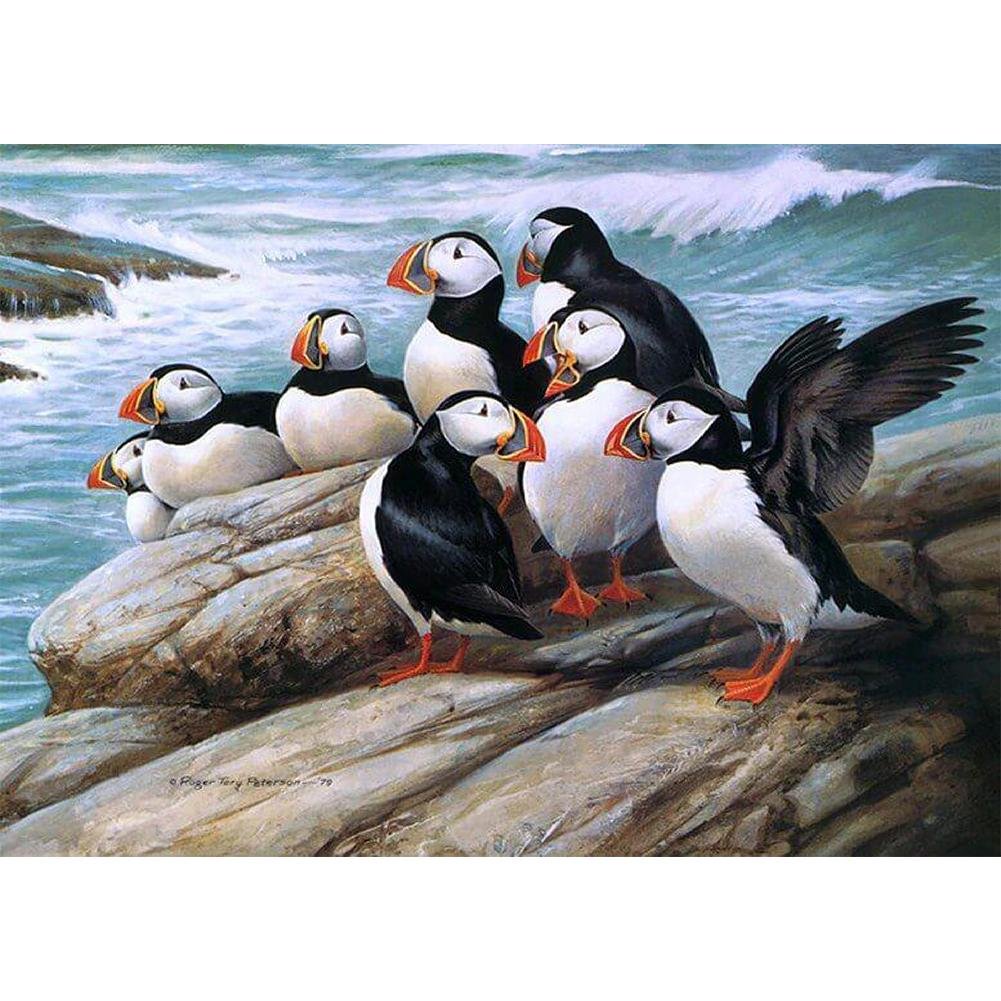 5D Diy Diamond Painting Kit Full Round Beads Puffins