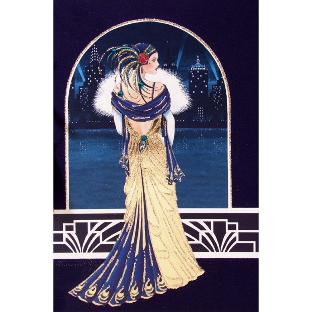 5D Diy Diamond Painting Kit Full Round Beads Slim Lady (30*50cm)