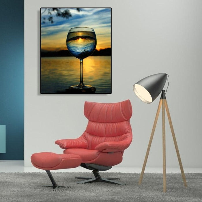 Painting By Numbers Kit Glass Scenery Hand Painted Canvas Oil Art Picture